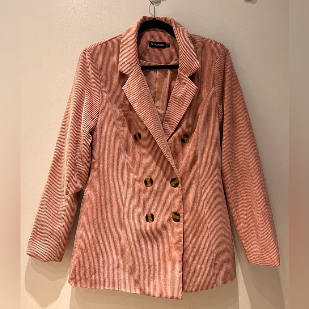 Prettylittlething Corduroy Blazer - Pink